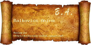 Balkovics Anina névjegykártya